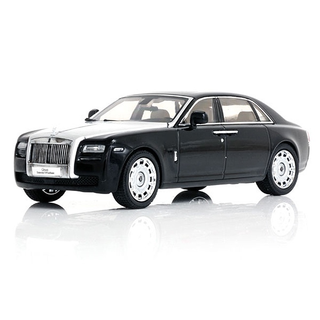 Rolls Royce Ghost,  black w/ silver hood and tan interior
