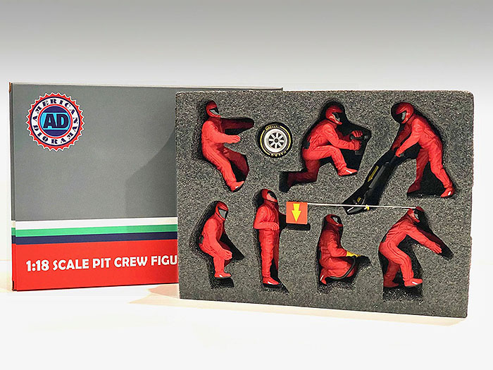 Set 1 in red F1 Pit Crew Figurines, left front end tire crew