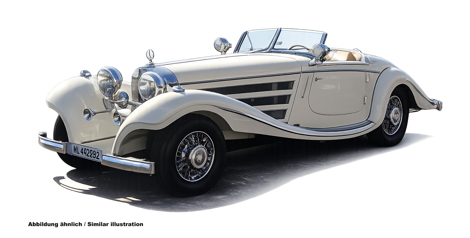 Mercedes Benz 500K Special Roadster White Beige interior