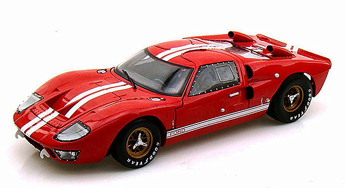 1966 Ford GT40 Mark II, red w/ white stripes