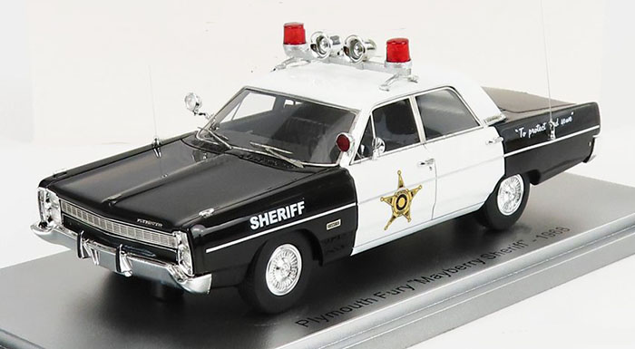 1968 Plymouth Fury Sedan Mayberry Sheriff Police, black / white