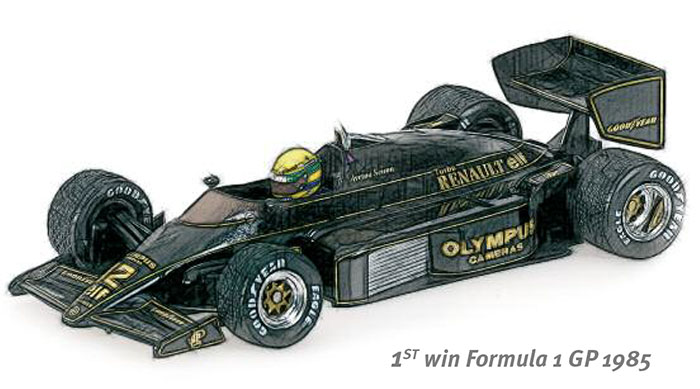 1985 Lotus Renault 97T, Portugal GP Winner, Ayrton Senna, Dirty Ver w/rain tires