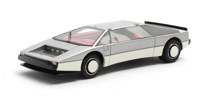 1980 Aston Martin Bulldog, open headlights, silver