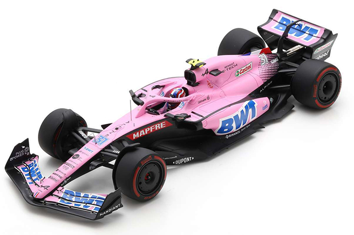 2022 Alpine A522 BWT, Bahrain GP, Esteban Ocon, w/ display casse