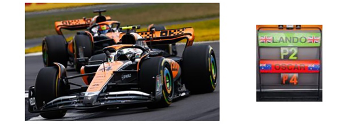 2023 McLaren MCL60, British GP, Lando Norris, w/ pit board