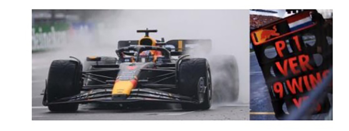 2023 Red Bull Oracle RB19, Dutch GP Winner, Max Verstappen w/ pit board
