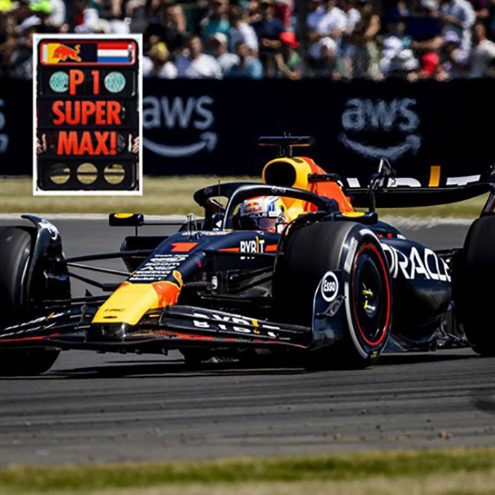 2023 Red Bull Oracle RB19, British GP, Max Verstappen w/ Pit Board