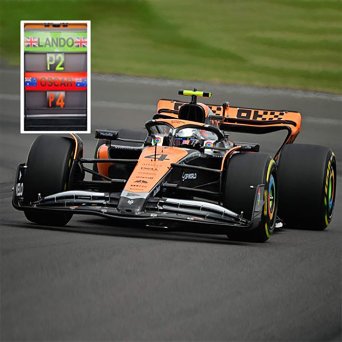2023 McLaren MCL60, British TP, Lando Norris w/ Pit Board