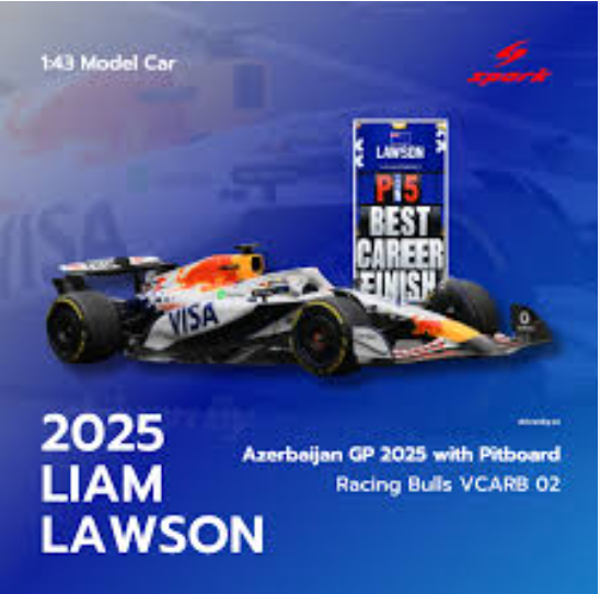 2025 Racing Bulls VCARB 02 F1 5th Azerbaijan GP Liam Lawson w/pit board