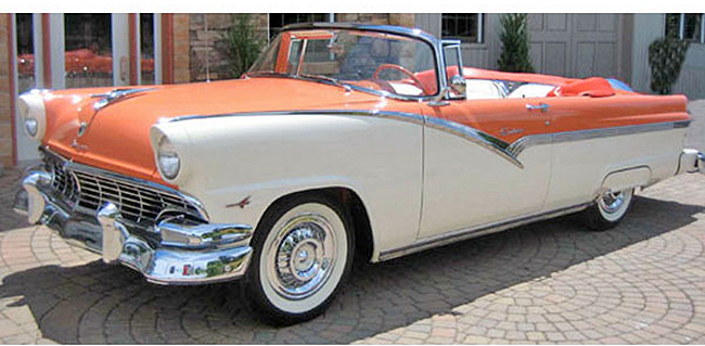 1956 Ford Fairlane Convertible, mandarin orange/colonial white